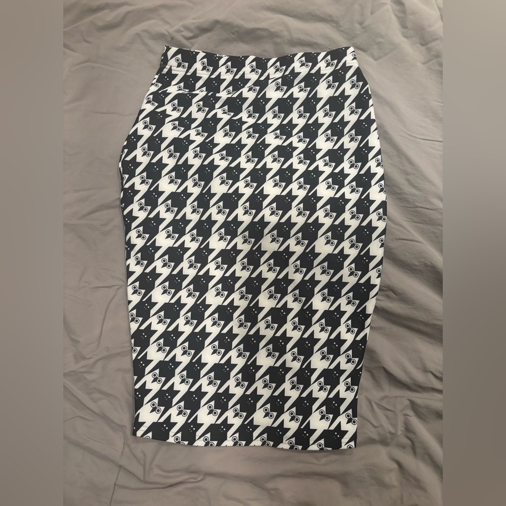 Blackmilk Houndstooth Owl Bat Pencil Skirt - Picture 2 of 3